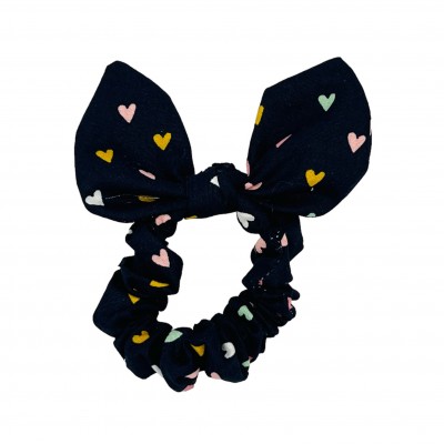 Scrunchie Bunny Hearts In Dark Blue