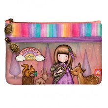 Gorjuss Flat Pencil Case With Pocket - Be Kind To All Creatures