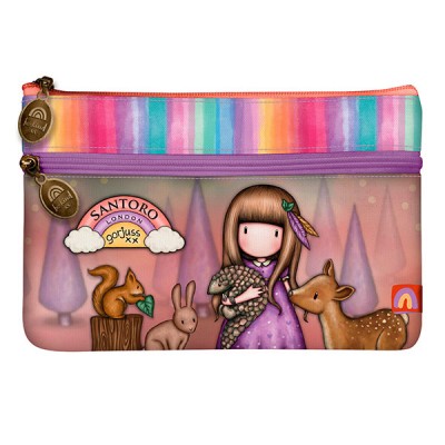 Gorjuss Flat Pencil Case With Pocket - Be Kind To All Creatures