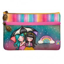 Gorjuss Flat Pencil Case With Pocket - Be Kind To Each Other