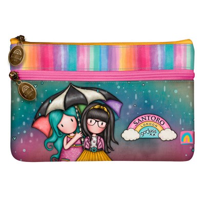 Gorjuss Flat Pencil Case With Pocket - Be Kind To Each Other