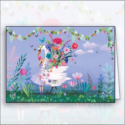 Ευχετήρια Κάρτα Swan With Flowers