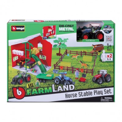 Bburago Farmland Horse Stable Play Set