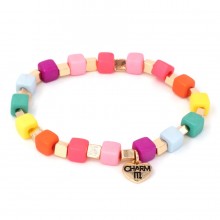 Charm It! Stretch Bracelet Gold Multi Cube