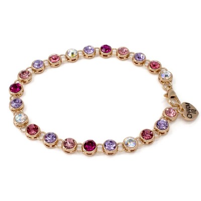 Charm It! Rhinestone Bracelet Gold Pink