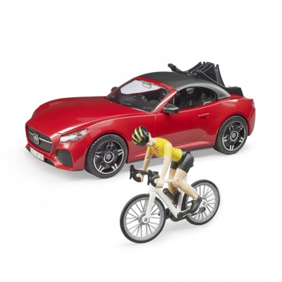 Αυτοκίνητο Bruder Roadster & Ποδήλατο Με Αναβάτη
