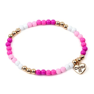 Charm It! Stretch Bracelet Gold Pink
