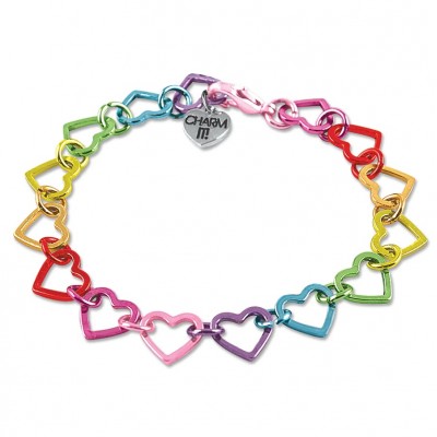 Charm It! Chain Bracelet Rainbow Heart Link