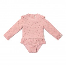 Ολόσωμο Μακρυμάνικο Μαγιό Sunny Flowers Blush Νο98/104