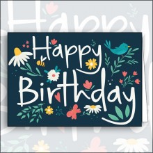 Ευχετήρια Κάρτα Happy Birthday Flowers