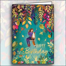 Ευχετήρια Κάρτα Happy Birthday Girl With Fox