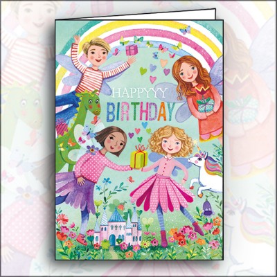 Ευχετήρια Κάρτα Happy Birthday Rainbow Party