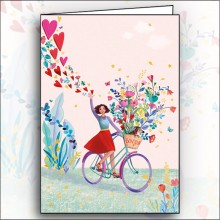 Ευχετήρια Κάρτα Girl With Bike