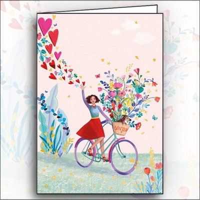 Ευχετήρια Κάρτα Girl With Bike