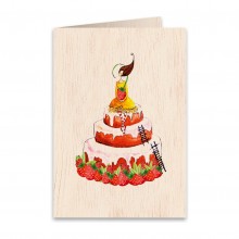 Ξύλινη Ευχετήρια Κάρτα Birthday Cake