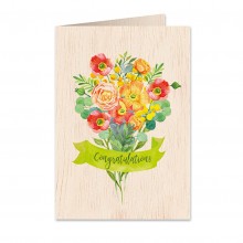 Ξύλινη Ευχετήρια Κάρτα Poppy Bouquet