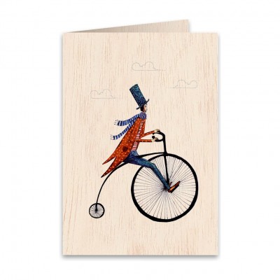 Ξύλινη Ευχετήρια Κάρτα Retro Bicycle