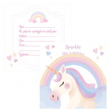 Πρόσκληση Πάρτυ Unicorn Rainbow